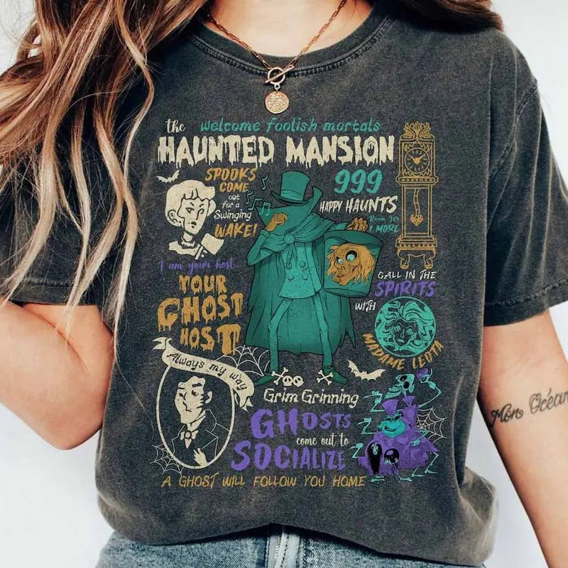 The Haunted Mansion Welcome Foolish Mortal Vintage Shirt Hitchhiking Ghosts, Halloween Costume, Not So Scary Halloween Party 2024