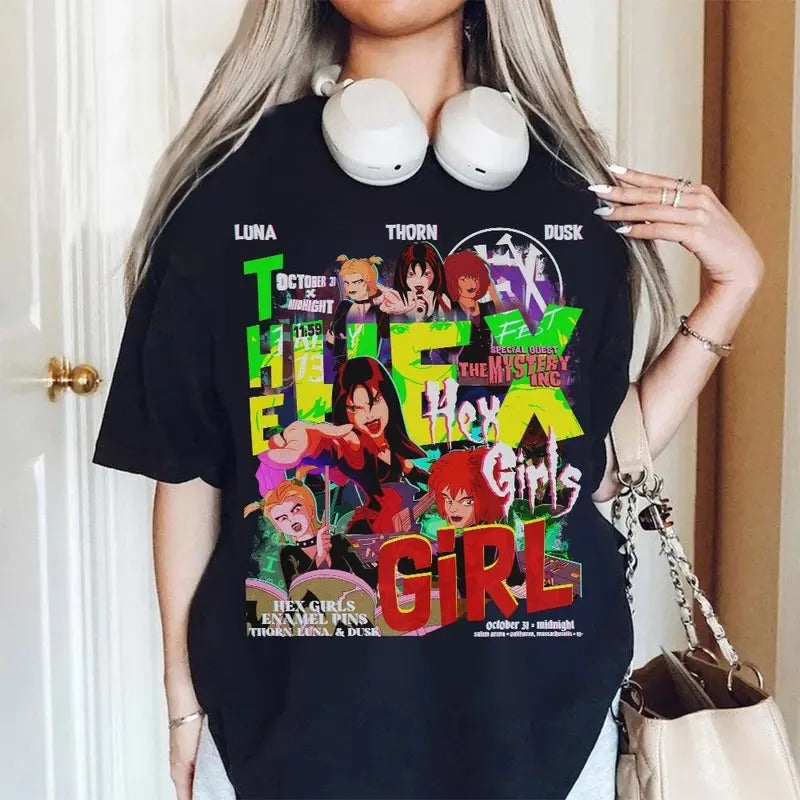 The Hex Girls Tour, Hex Girls Concert Shirt, Retro Halloween Hex Girls, Rock Band Concert Tee Rocker Mama, Spooky Shirt, Unisex Short Sleeve Tee Shirt