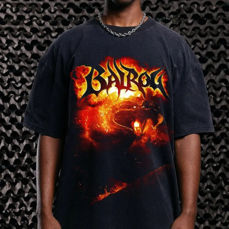 The Lord Of The Rings Balrog Vintage T-Shirt Sweatshirt Trending Movie Shirt Menswear Womenswear Streetwear Movie Fans Graphic Casual Crewneck Cotton