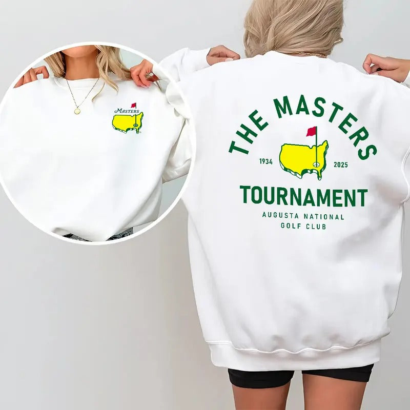 The Masters 2025 Tournament Sweatshirt, Golf Graphic Crewneck Tee, Augusta National Vintage Style, Womenswear Cotton Long Sleeve Streetwear Top