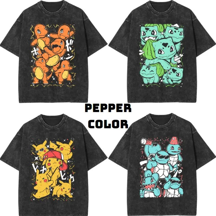 The Starters Vintage Graphic Tees, Pokemon T-Shirt, Pokemon Shirts, Pokemon Stuff, Unisex Anime Manga Shirt Top Menswear Womenswear Streetwearstyle{n002}2