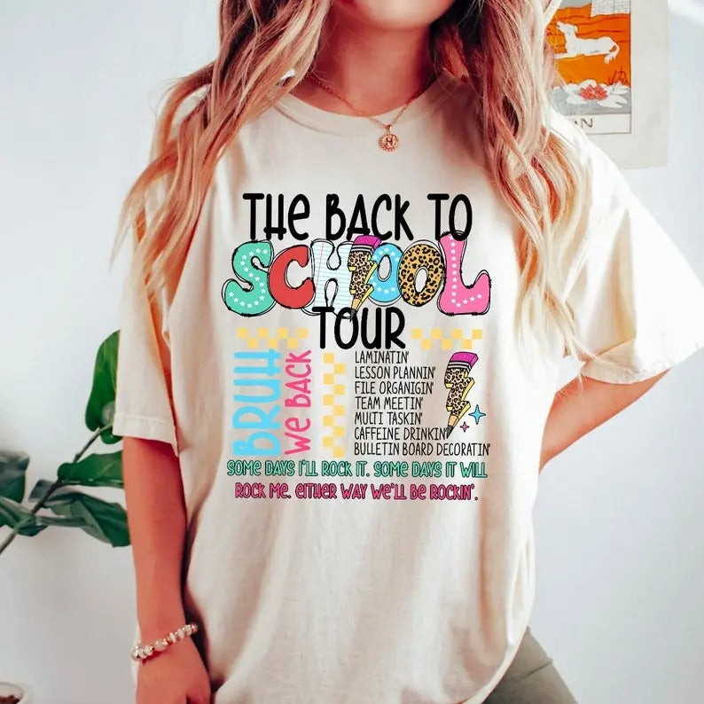 The back to school tour Shirt, Bruh we back Teacher Gift, First Day of School for Teachers, Back to school, school doodles T-shirt, sweater and Hoodie