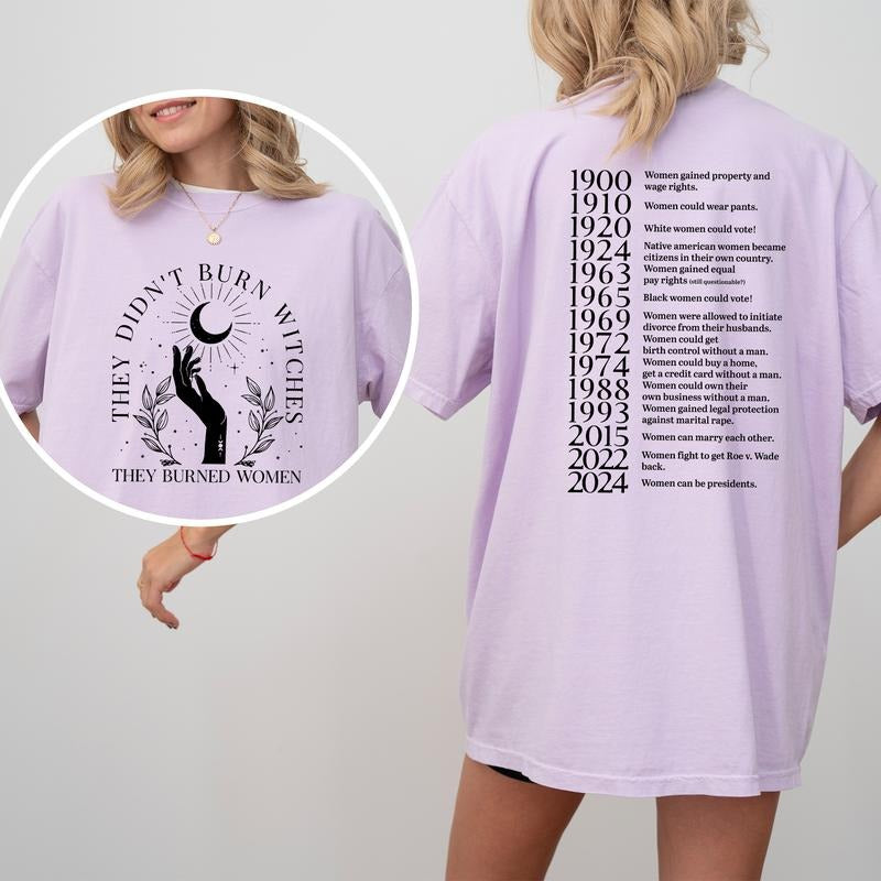 They Didn't Burn Witches They Burned Women Shirt Comfort Colors, Witchy Feminist T-shirt, Women's Rights Tees for Women, Aesthetic Feminism Womenswear