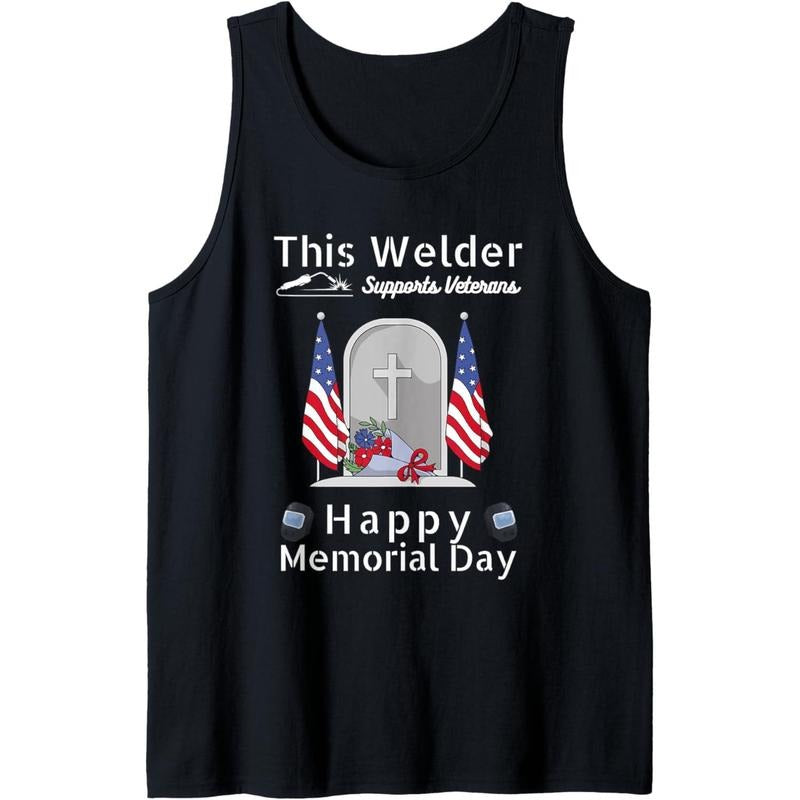 This Welder Supports Veterans Happy Memorial Day USA Tank Top