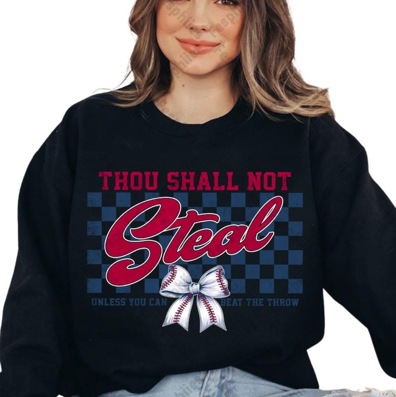 Thou Shall Not Steal Baseball Vintage Graphic Shirt, Funny Baseball T-Shirt, Baseball Lover Gift, Game Day Sweatshirt, Sport Lover Gift Menswear Top