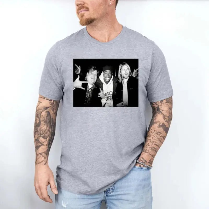 Three Men Partying Unisex Men's Cotton Crew T Shirt Vintage 90s Streetwear Hip Hop, Unisex Short Sleeve Tee Menswear