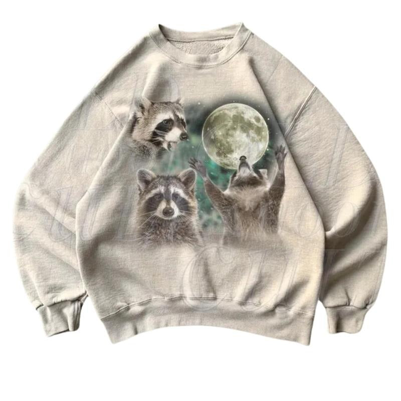 Three Raccoons Sweatshirt, Retro Raccoon Sweater, Cute Trash Panda Sweater, Raccoons Gifts, Cozy Warm Unisex Sweatshirt, Raccoons Lovers