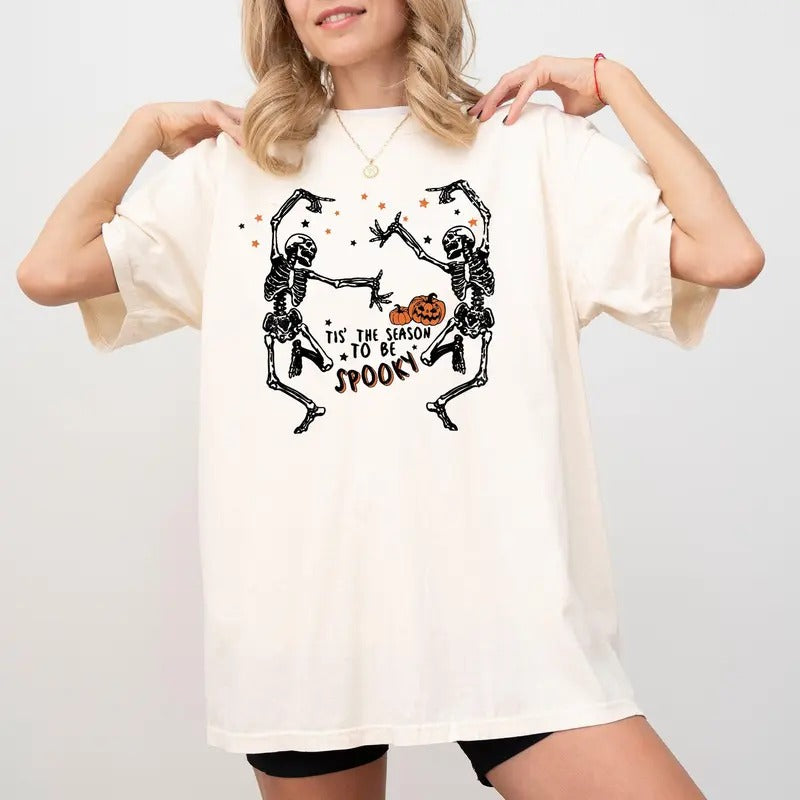 Tis The Season, Spooky, Skeleton, Ghost, Western, Witch, Skull, Aesthetic, Meme, Halloween, Costume, Tshirt, Women's Comfort Color Tee, Tshirt