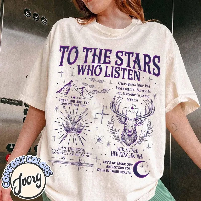 To the Stars Who Listen Shirt, Acotar Velaris Shirt, Book Lover Gift, Fantasy Reader Gift, Night Court Shirt, Bookworm Shirt
