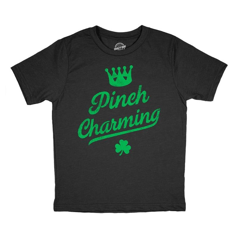 Toddler Pinch Charming T Shirt Funny St Pattys Day Parade Pinching Joke Tee For Young Kids Funny Toddler Shirts Saint Patrick's Day Apparel for Toddler Funny Sarcastic Apparel Childrens Graphic Tees Black -