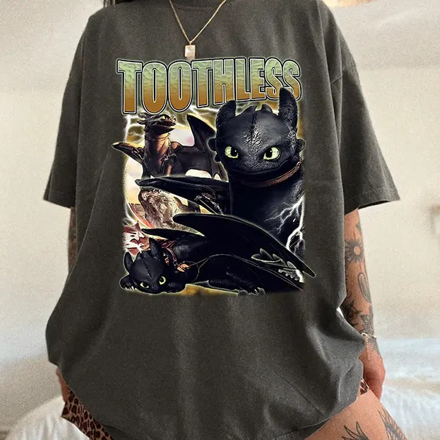 Toothless Comfort Colors Unisex Tshirt For Fan, How to Train Your Dragon 3 Hidden World Retro Bootleg Shirt, Dragon Character Shirt, Celebrity Crush