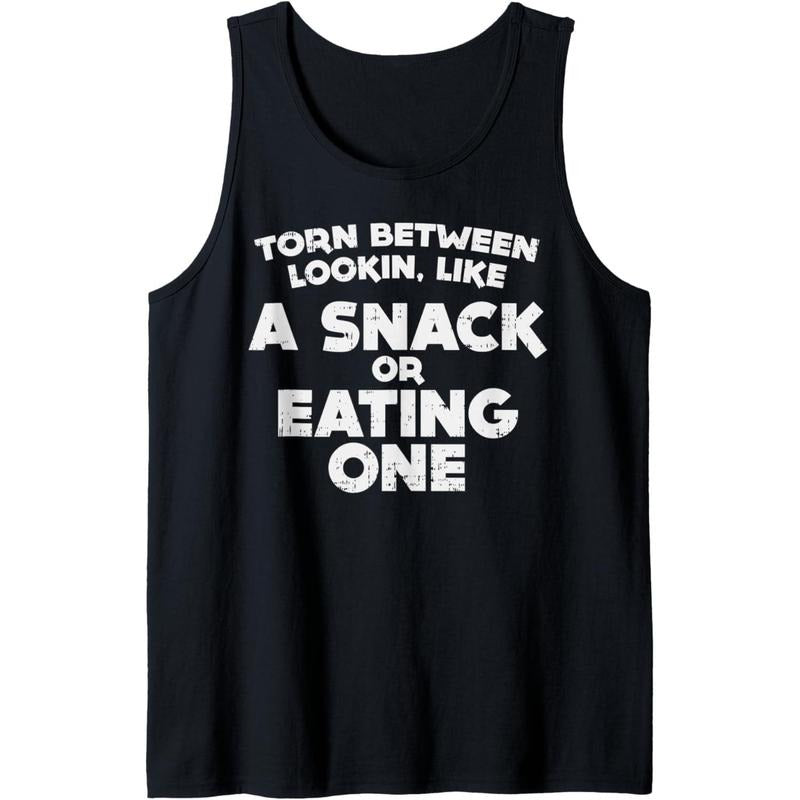 Torn Between Looking Like A Snack Funny Workout Gym Women Tank Top MADE IN USA