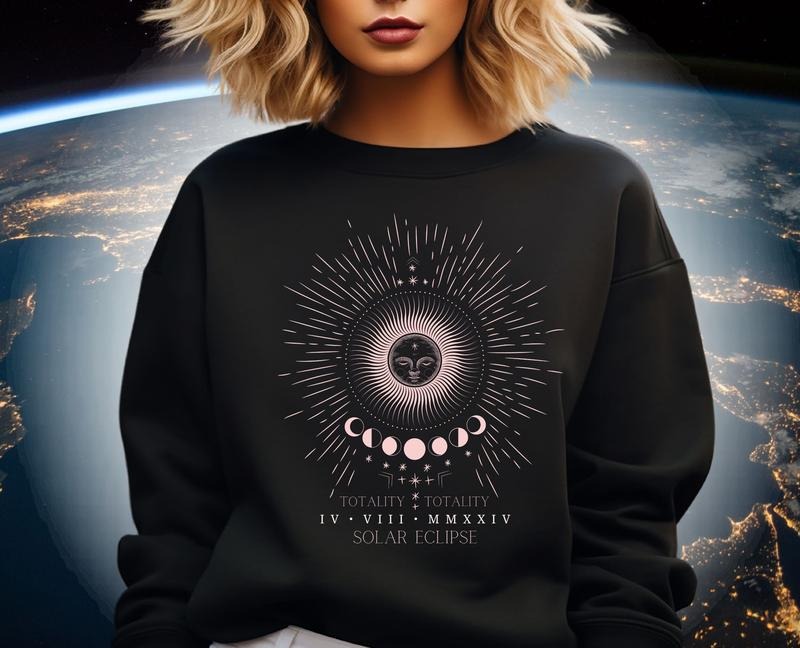 Total Eclipse April 8th 2024 Sweatshirt, American Eclipse 4.08.24, Astrology Sweatshirt, Unisex Sweatshirt, Gifts For Astronomy Lovers, \bLong Sleeve Crewneck Shirt, Gifts Ideas For Women Sweater, Gifts For Birthday