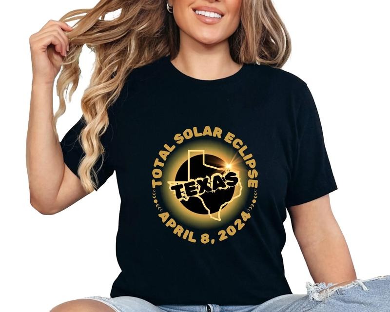 Total Solar Eclipse 2024 Texas Shirt, April 8th 2024 Shirt, Eclipse Event 2024 Shirt, April 8th American Eclipse Texas, Unisex T-Shirt, Gifts For Astronomy Lovers, Short Sleeve Tee Shirt, Gifts For Birthday Mothers Day Christmas