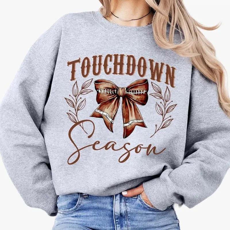 Touchdown Season Coquette Shirt, Coquette Football Sweatshirt, Football Mom Shirt, Football Mama, Fall Coquette Bow T-Shirt, Fall Football Shirt, Retro Football Bow, Game Day Shirt, Football Women Top