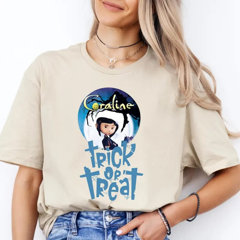 Treat or Trick Halloween Coraline Sweatshirt, Funny circus Corr.aa.lineee sweatshirt, Spooky movie Hoodie, Doll TShirt, Movie Retro Horror Sweatshirt, Halloween Gift Tshirt, Graphic Hoodie