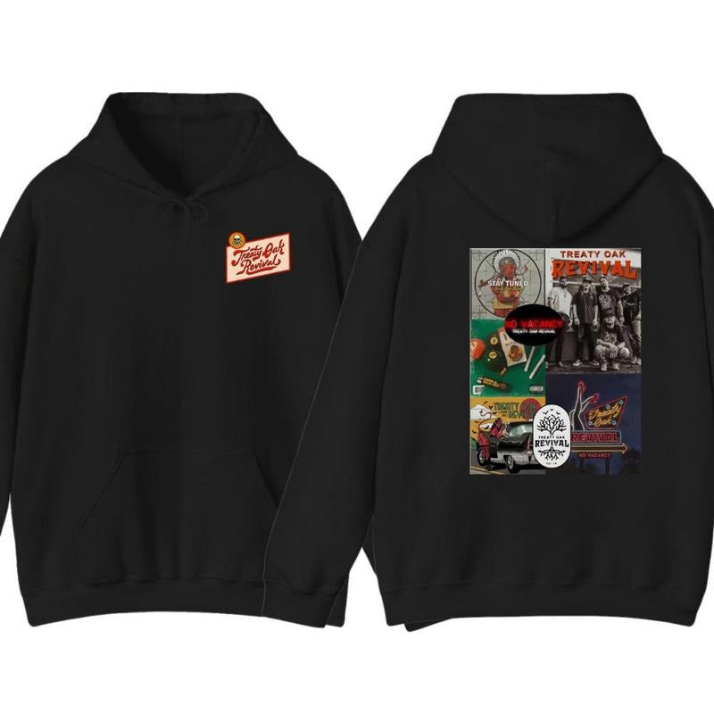 Treaty Oak Revival 2 Sides Hoodie, Vintage Country 80s Hoodie, Music Festival Hoodie, Western Style Womenswear Sweaters Tops Underwear, Graphic Tees For Women And Men, Gifts For All, Tops Trending, Cotton Menswear, Casual Graphic Hoodie