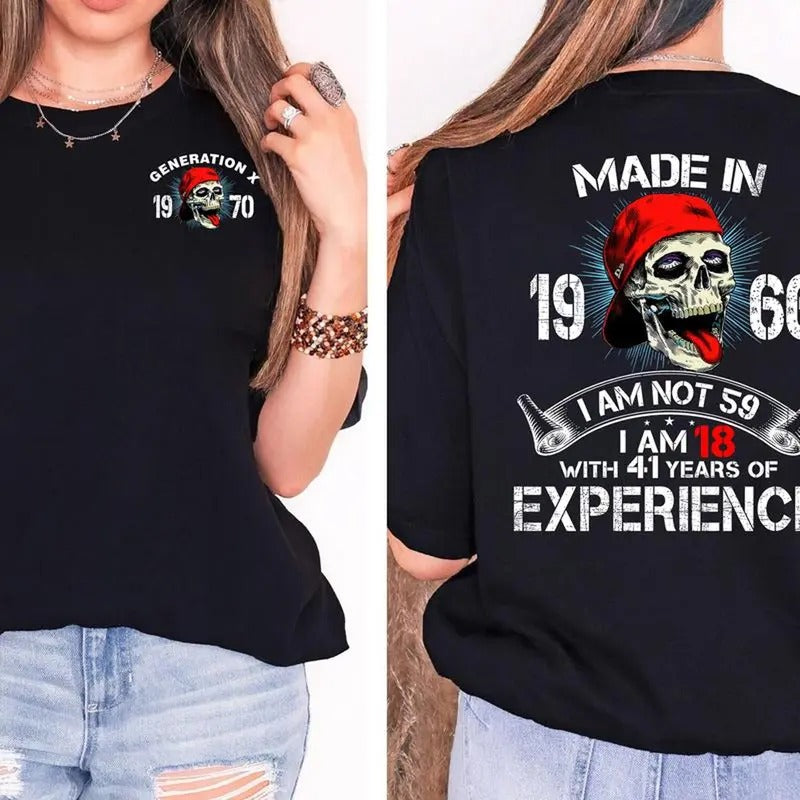 Trending Generation X 1970 with Cool Skeleton Shirt, I Am 18 with 41 years of Experence Shirt, Gen X Graphics Unisex Cotton Tee for men and women