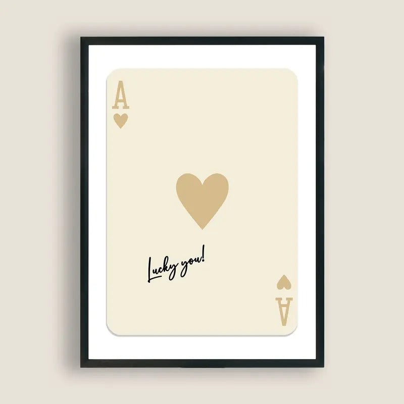 Trendy Ace Of Hearts Print, Retro Aesthetic Print, Playing Card Poster, Trendy Wall Art, Lucky You Poster, Retro Wall Art, Poster Prints No Frame, Gifts For Men Women Wall Decor, Gifts For Birthday Christmas Landscape Artwork