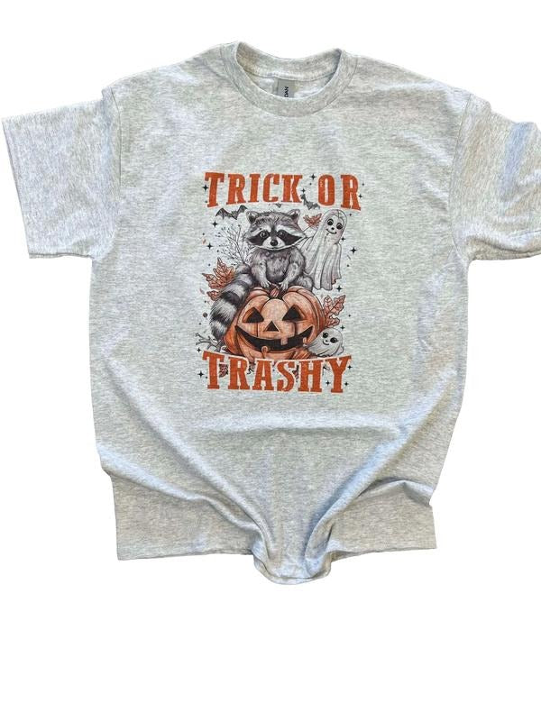 Trick or Trashy - Funny Raccoon Shirt - Halloween Graphic