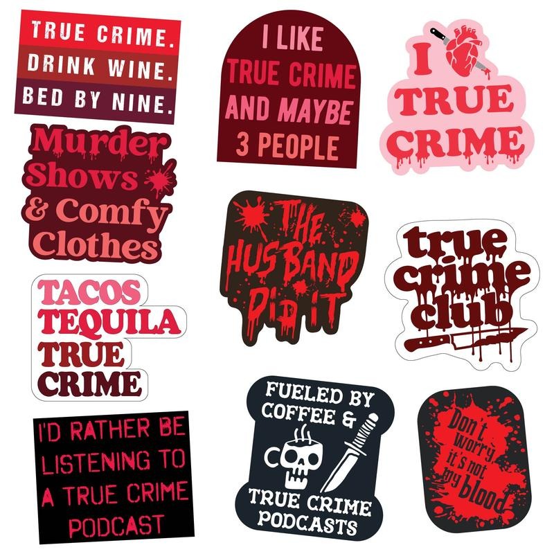 True Crime Sticker Extra Large Stickers for Adults Funny Adhesives with Memes Funny Sarcastic Multi