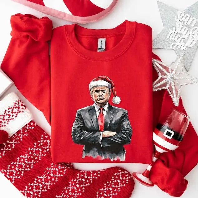 Trump Christmas Sweatshirt, Republican Christmas Shirt, Funny Santa Trump Shirt, Humorous Christmas Sweater, Political Tee, Xmas Gift