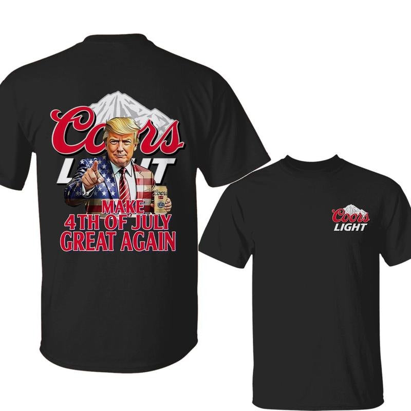 Trump Coors Light 4th of July T-Shirt, 'Make 4th of July Great Again' Graphic, Bold & Festive for Independence Day BBQs