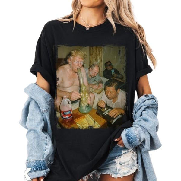 Trump Kim Putin Xi 420 Party Shirt, Funny Political Weed Tee, World Leaders Stoner Meme Top, Hilarious Gift for Him, Smoking Humor Tee