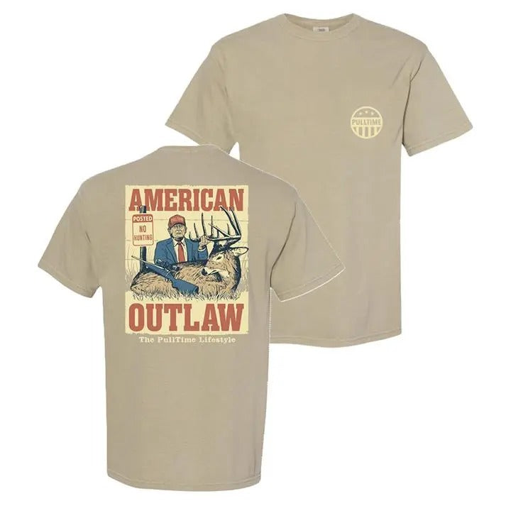 Trump Pull Time Shirt American Outlaw 2 Sides Shirt, Donald Trump Hunting Shirt, Gildan 5000 Heavy Cotton Shirts, For Men and Women