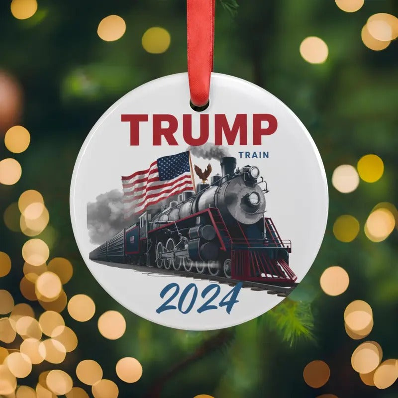 Trump Train 2024 Donald Trump Ornament Keepsake Christmas Gift,Patriotic Donald Trump Ornament for your Christmas Tree Trimming Decor Gift