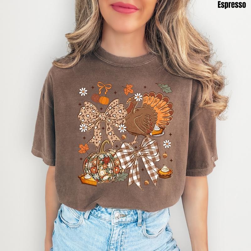 Turkey Day Fall Collage Comfort Colors T-Shirt 'NLB'
