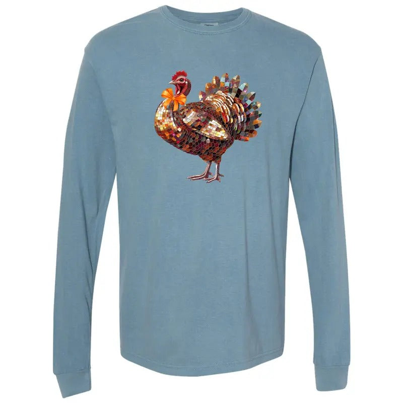 Turkey Dazzling Disco Long Sleeve Comfort Colors T-Shirt 'NLB'