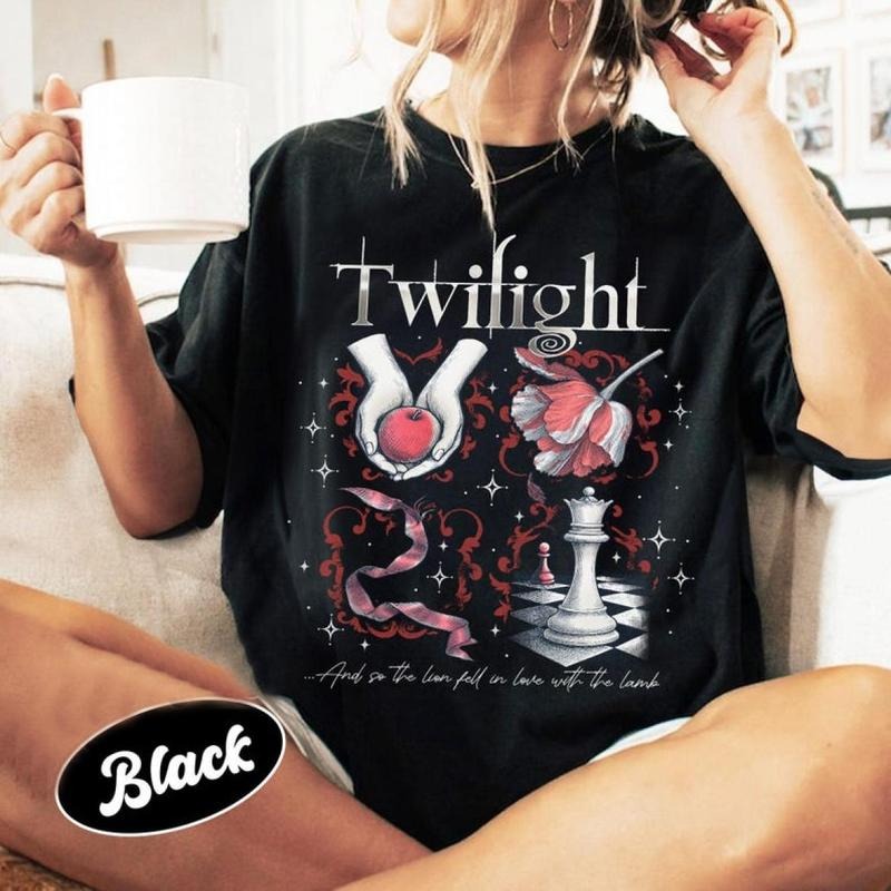 Twilight Inspired Shirt Trendy Book Cover Aesthetic TShirt, Twilight Saga Fan Gift, Vampires Wolves Romance Unisex Shirt, Classic Casual Cotton