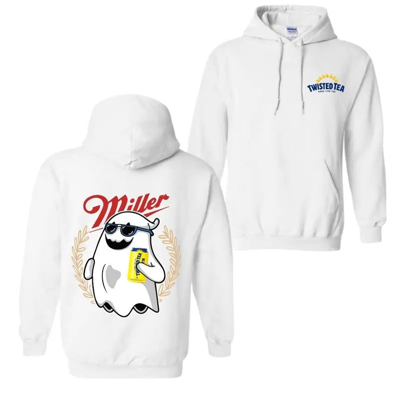 Twisted Tea Ghost Halloween 2 Sided T-Shirt Full Color Comfortable Hoodie, 2 sides Hoodie Trendy Unisex