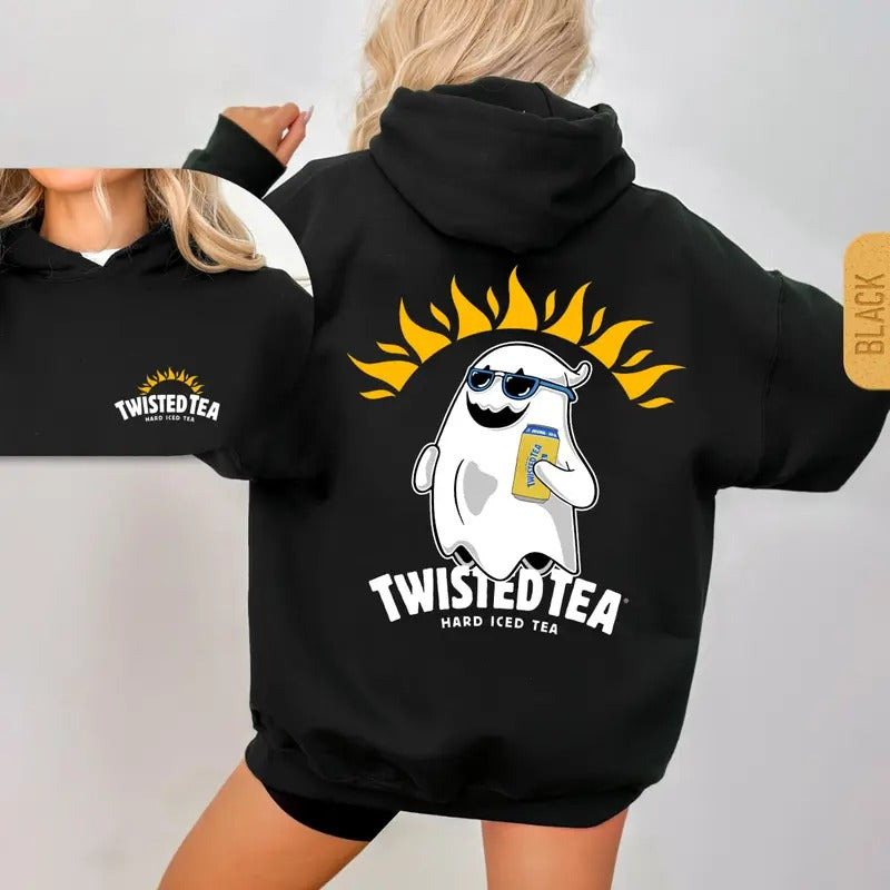 Twisted Tea Ghost Halloween 2 Sided T-Shirt Sweatshirt Hoodie, Twisted Tea Shirt, Funny Ghost, Funny Halloween Shirt, Halloween Trendy Shirt, For Men, For Women Cotton
