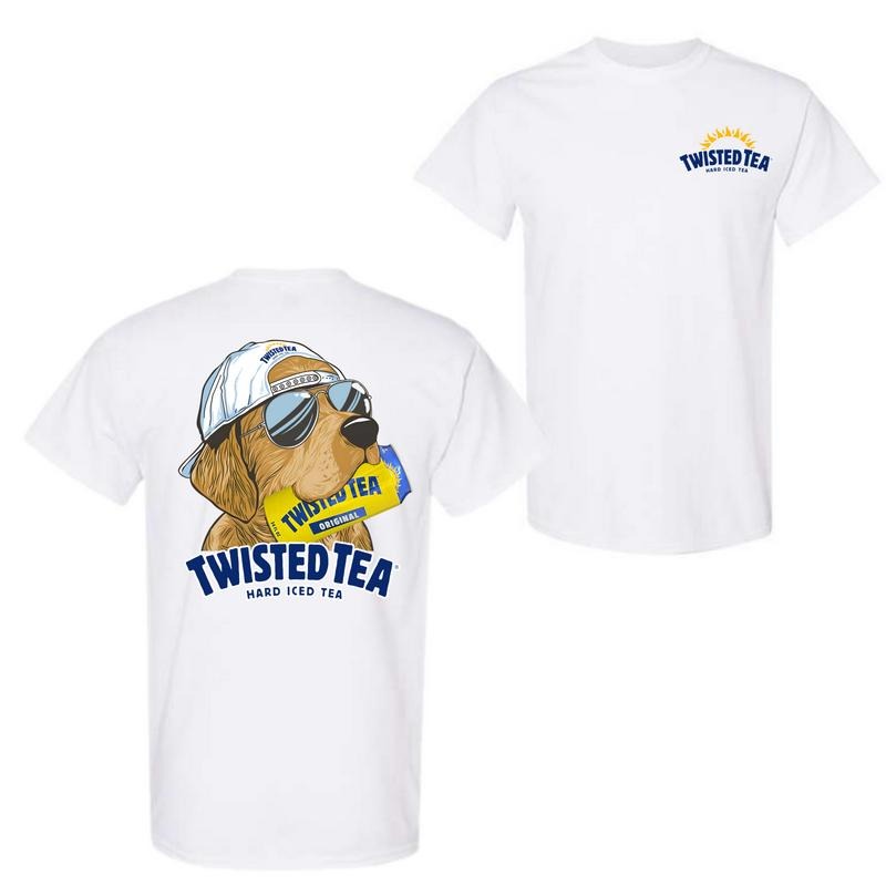 Twisted Tea Hunting Dog 2-Sided T-Shirt, Unisex Outdoors Funny Beer Graphic Tee, Casual Drinking Shirt for Men and Women