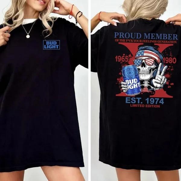 Two-sided Custom Gen X With Beer T-shirt, BL Proud Member Of The Fck Your Feelings 1965 - 1980 Hoodies, Inspired Funny Saying Sarcasm Quote Sweatshirts, Badass Generation FAFOT Tees