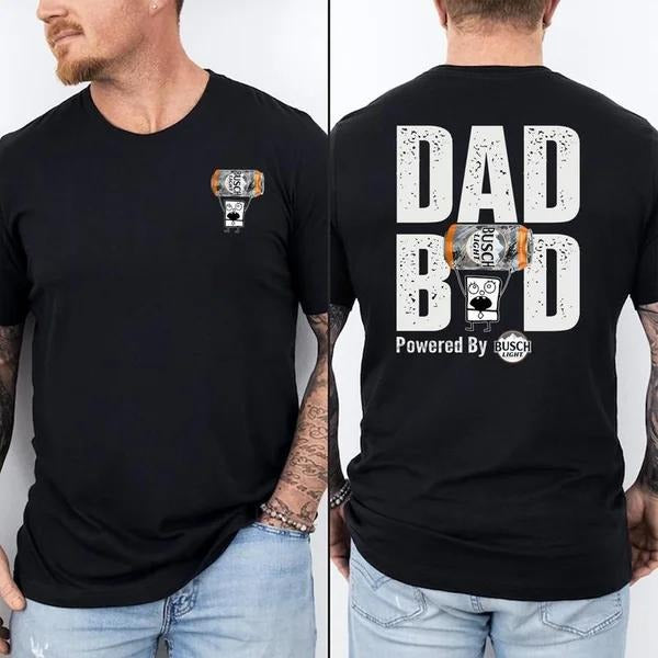 Two-sided Dad Bob Powered By Busch Light T-shirts, Father's Day Gifts, Doodlebob Papa Tee, Funny Summer Graphic Tee, Trendy Outdoors Beer Lover Sweatshirt, Unisex Hoodie