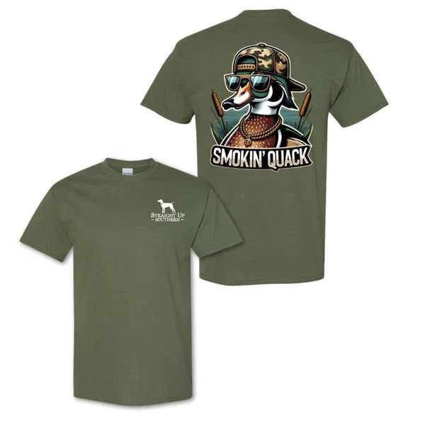 Two-sided Fun Smokin' Quack, Playful Duck In Sunglasses, Country Style Tee, Funny Summer Graphic Tee, Trendy Outdoors Duck Lover Sweatshirt, Unisex Hoodie