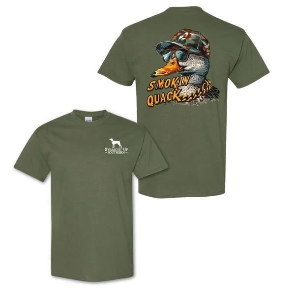 Two-sided Fun Smokin' Quack, Southern Camo Duck Fly, Country Style Tee, Funny Summer Graphic Tee, Trendy Outdoors Duck Lover Sweatshirt, Unisex Hoodie