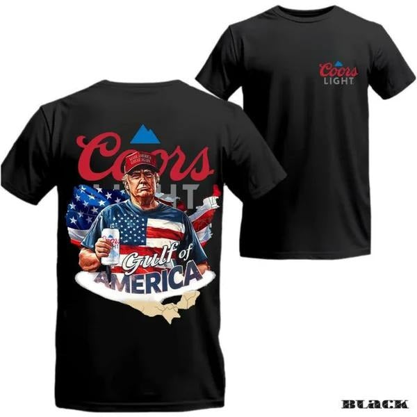 Two-sided Trump Coors Light T-shirts, Tropical Gulf Of America, Patriotic Beer Drinking Shirts, Funny Summer Graphic Tee, Trendy Outdoors Beer Lover Sweatshirt, Unisex Hoodie
