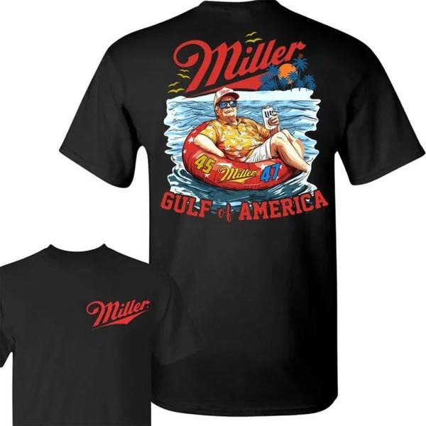 Two-sided Trump Coors Miller T-shirt, Tropical Gulf Of America, Patriotic Beer Drinking Shirts, Funny Summer Graphic Tee, Trendy Outdoors Beer Lover Sweatshirt, Unisex Hoodie