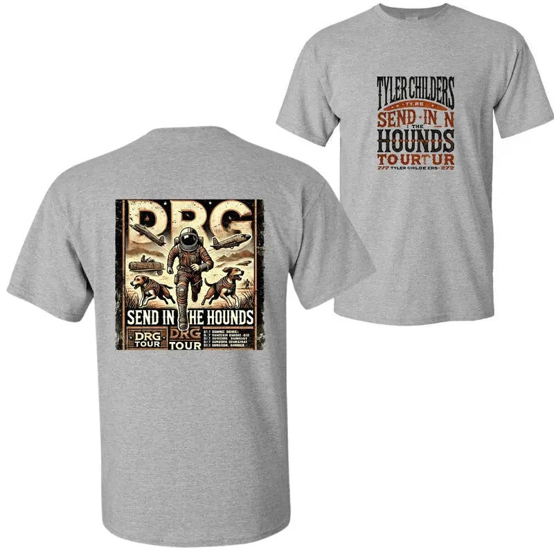 Tyler Childers Send in the Hounds Tour T-Shirt - Astronaut Hounds Graphic for Fans of Unique Concert Merch, Soft Cotton Tee for Everyday Comfort