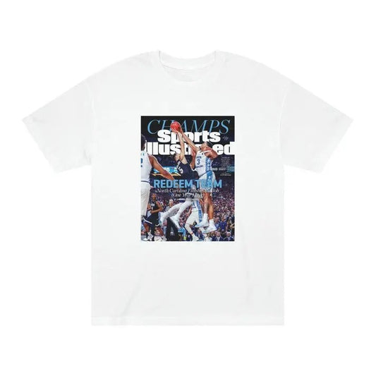 UNC North Carolina 2017 Sports Illustrated National Champions Edition T-Shirt Cotton Menswear Top Decoration