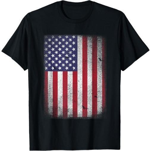 USA Flag 4th July American Red White Blue Star Stripes 4 Day T-Shirt Made in USA