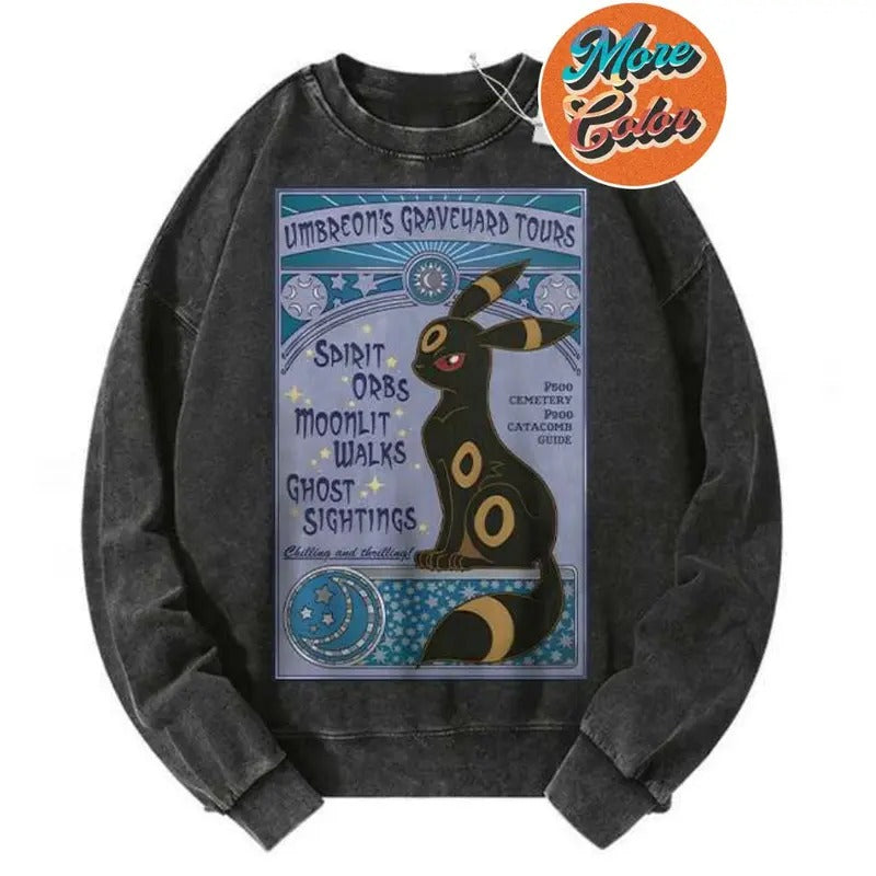 Umbreon Sweatshirt, Pokemon Sweatshirt, PKM Sweatshirt, Anime Vintage Shirts, Cotton Unisex Sweatshirt, Crew Neck, Size S- 3XL, Menswear Top, Womenswear Top Underwear Streetwear