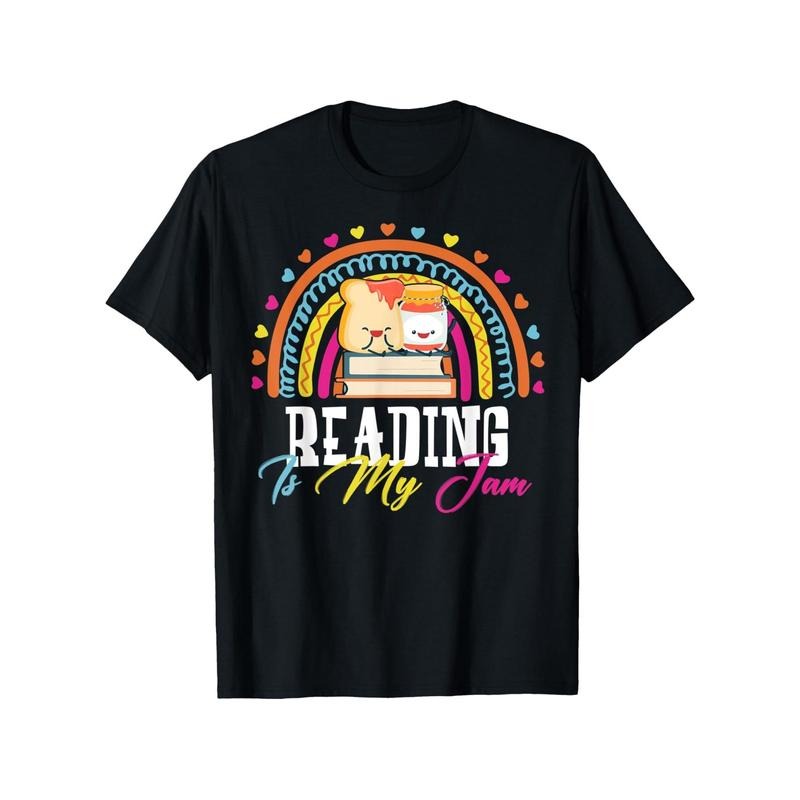 Unisex Cotton T-Shirt "Reading Is My Jam" - Casual Crew Neck, Short Sleeve, All-Season Comfort, Printed Design, Slight Stretch, Regular Fit, No Padding - Ideal for Book Lovers, Perfect Gift for Thanksgiving, Christmas, New Year Made in USA