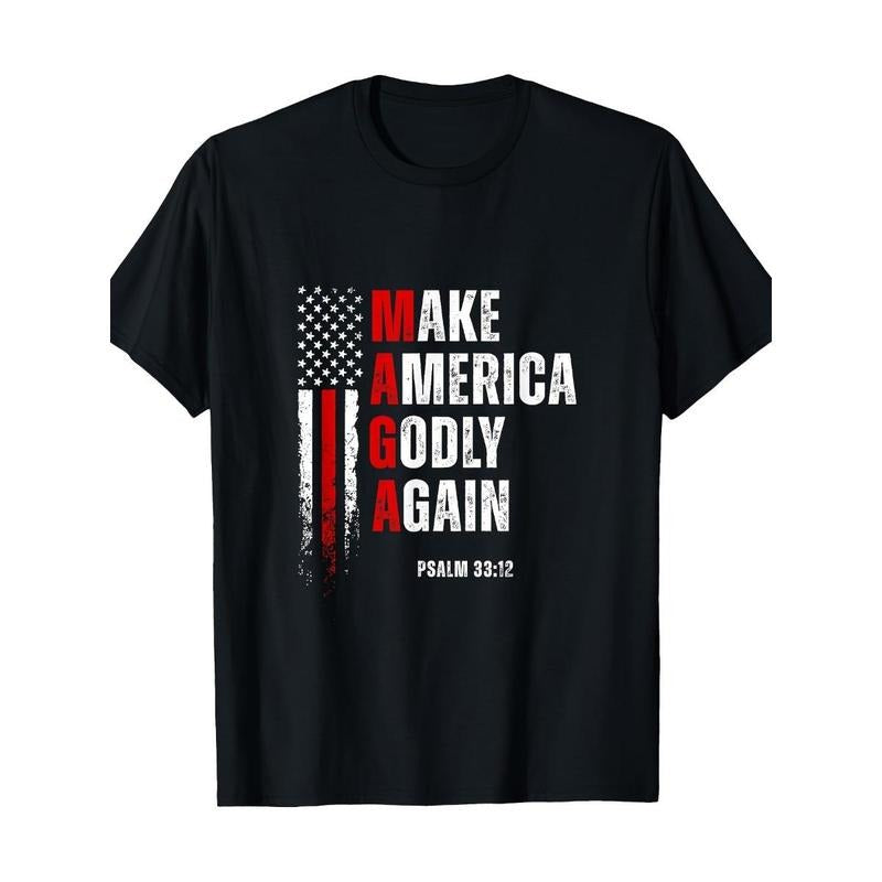 Unisex Jesus Make America Godly Again American Patriot Christian T-Shirt Made in USA