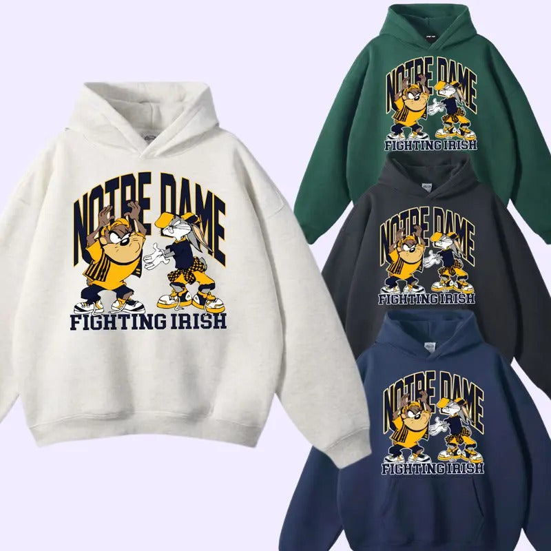 University Of Notre Dame Fighting Irish Looney Tunes T-Shirt, graphic vintage sports tees for men