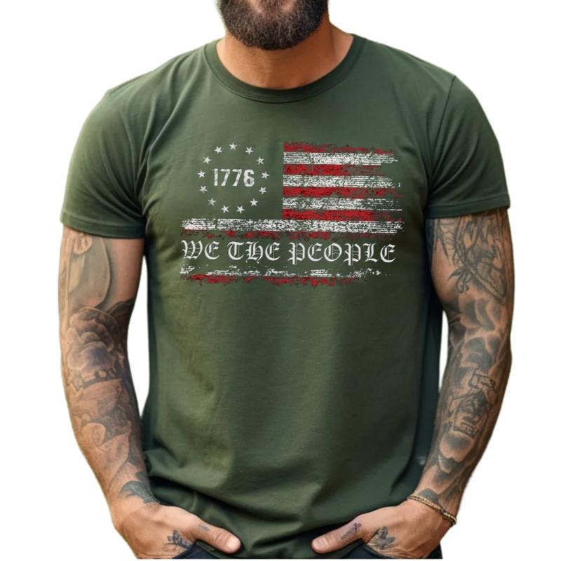 V*Ntage Us Flag Shirt, American Patriotic Shir, Patriotic Shirt For Women Men, 1776 Us Flag Shirt,We The People Shirt, Unisex Short Sleeve Tee, Classic Streetwear graphic